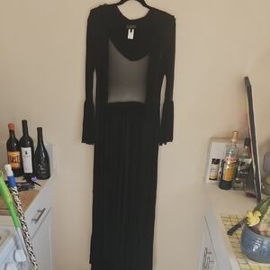 Dolls Kill Club Exx Jacket Kimono Duster Black Sheer Ruffles Hooded